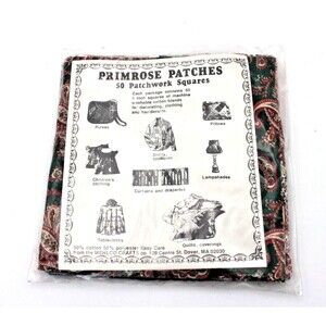 Vintage Primrose Patches 50 Patchwork Fabric Squares Quilting Mehlco Crafts New